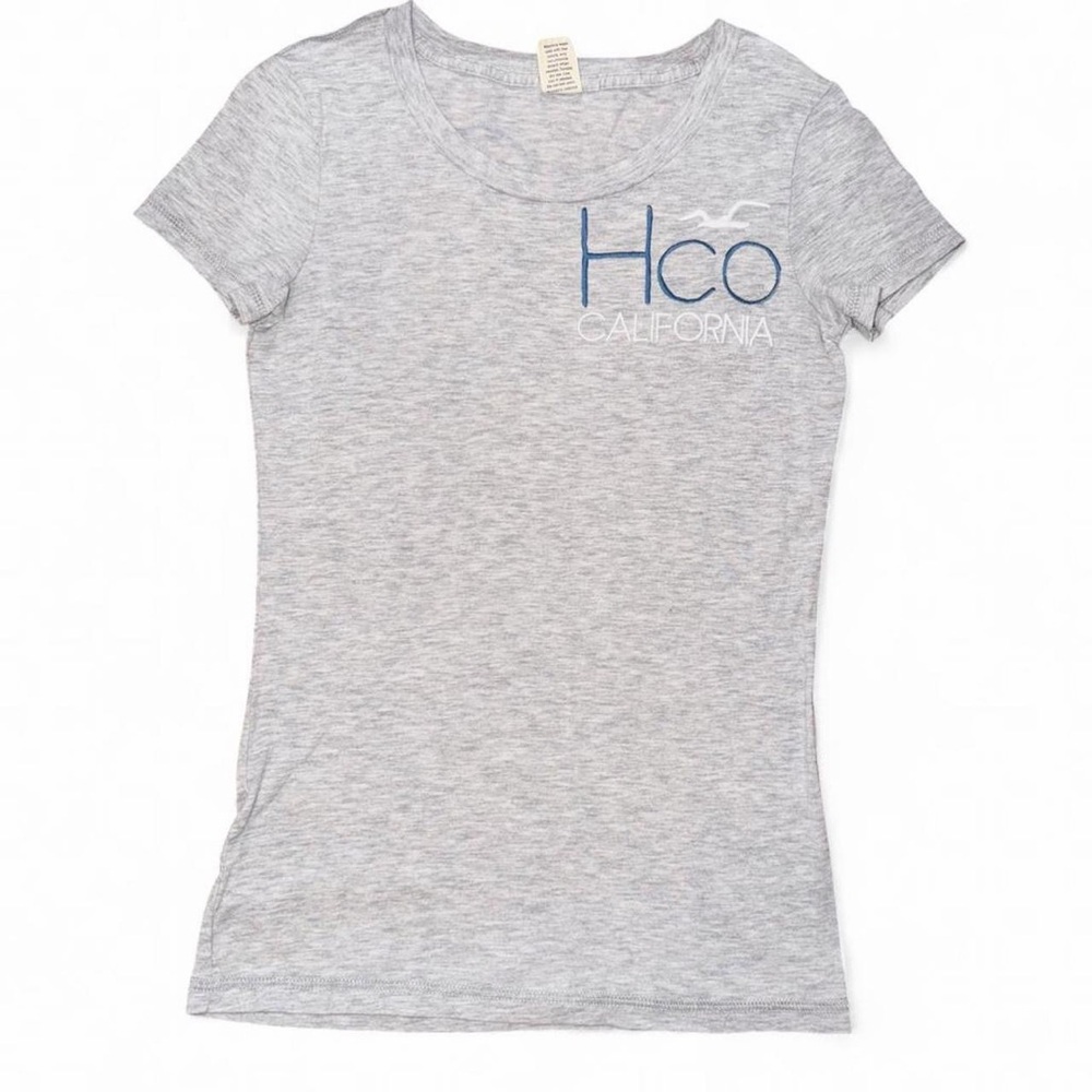 Hollister Light Gray Tee with Maroon Logo